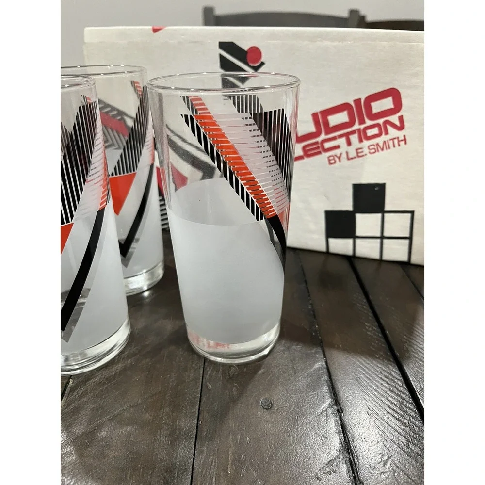 Vintage LE Smith 1980s The Studio Collection  Esprit Glasses Tumblers Retro RARE